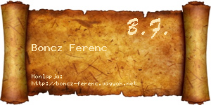Boncz Ferenc névjegykártya