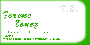 ferenc boncz business card